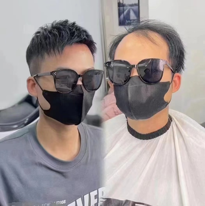 粘貼隱形假發(fā)片 \